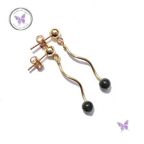 Golden Obsidian Gold Twirl Earrings